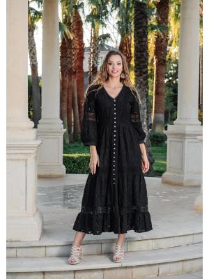 Сукня з бавовняного гіпюру з мереживом 5088-F-black-C